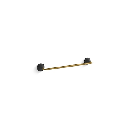 Kohler Tone 18 Towel Bar Matte Black with Moderne Brass K-27425-BMB